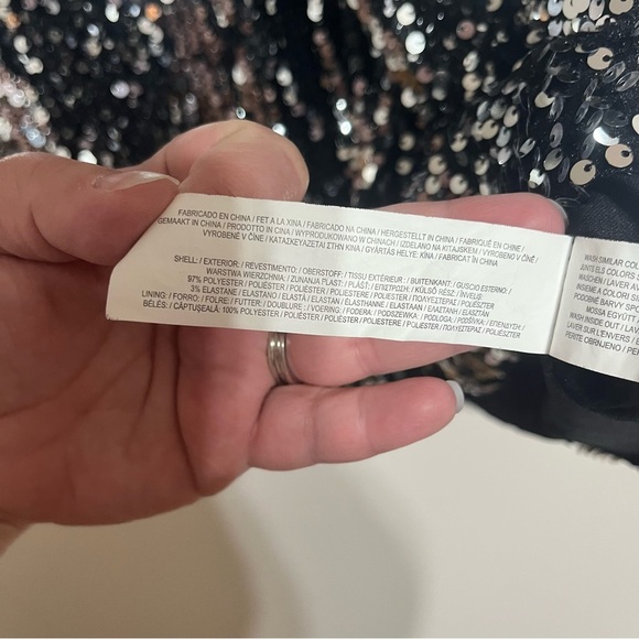 Women’s Primary All Over Sequins Black & Silver Long Sleeve Dress Size Large - Picture 7 of 8